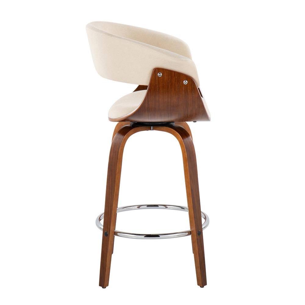 Beige Swivel Wood and Metal Counter Stool Set