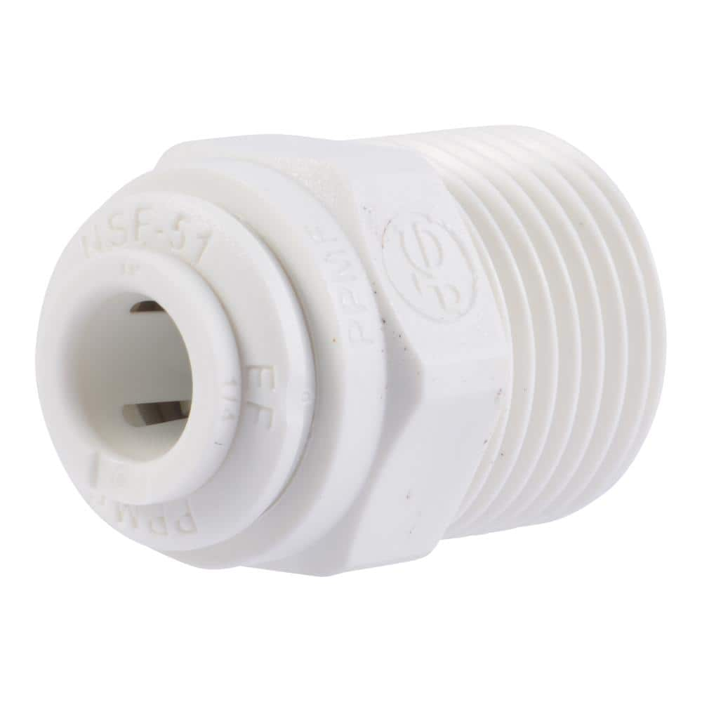 John Guest 1/4 in. O.D. PushtoConnect x 3/8 in. MIP NPTF Polypropylene Adapter Fitting