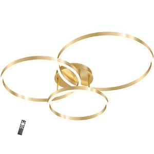 31 in. 3-Light Gold Dimmable LED Semi-Flush Mount with Acrylic Shade