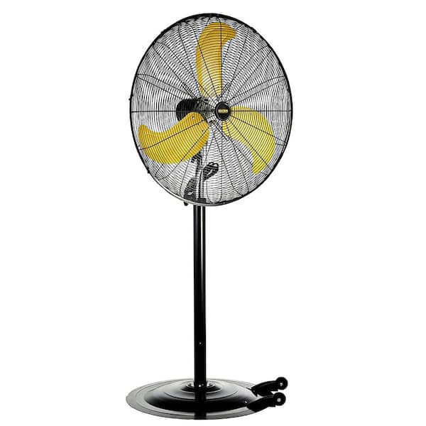 Edendirect 30 in. 3 Fan Speeds Pedestal Oscillating Fan in Yellow with Wheels, Adjustable Height Commercial or Industrial Fan