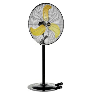 30 in Yellow Heavy-Duty High-Speed Floor-Standing Oscillating Fan with Powerful 1/3 Motor for Commercial or Industrial