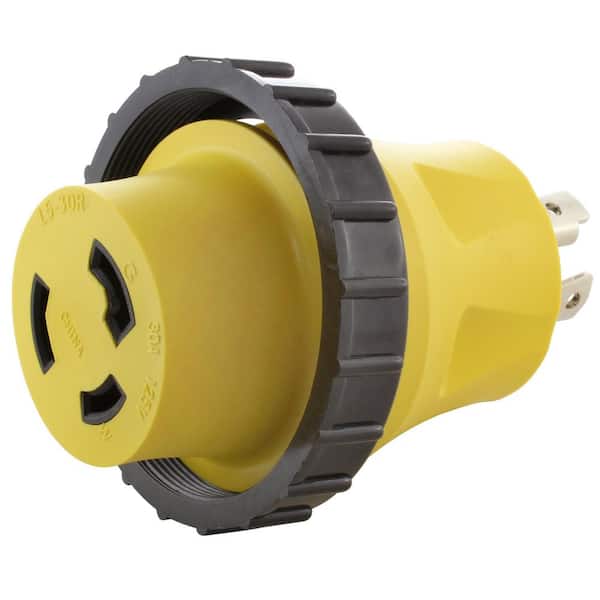 AC WORKS AC Connectors RV Marine Generator Adapter 30 Amp 4-Prong Generator Plug to 30 Amp RV/Marine Detachable Inlet