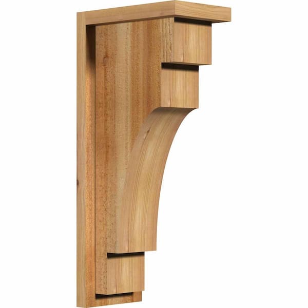 Ekena Millwork 6 in. x 10 in. x 22 in. Western Red Cedar Mediterranean Rough Sawn Corbel with Backplate
