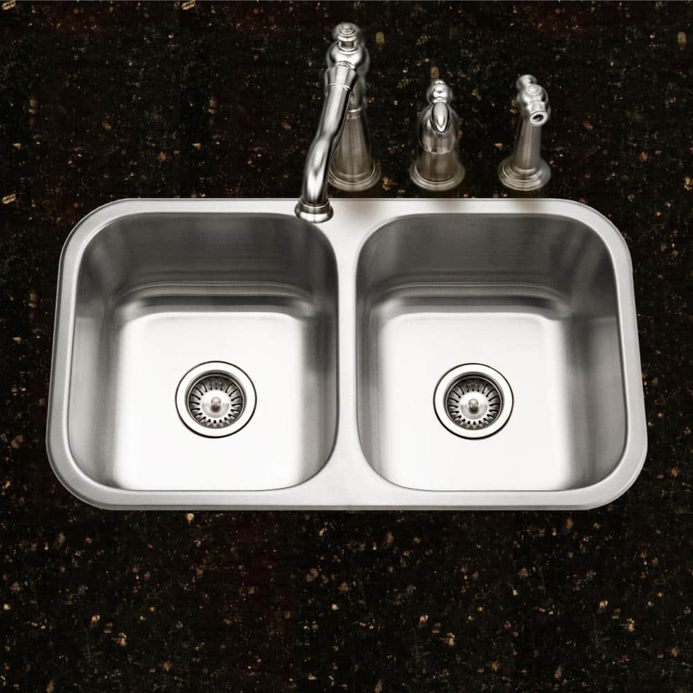 Belleo 32" Stainless Steel Drop-In Double Bowl Kitchen Sink