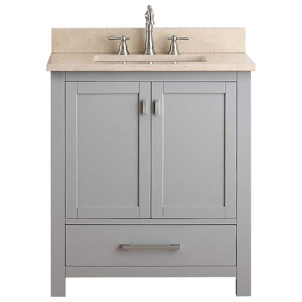 Avanity Modero 31 in. W x 22 in. D x 35 in. H Vanity in Chilled Gray with Marble Vanity Top in Galala Beige and White Basin