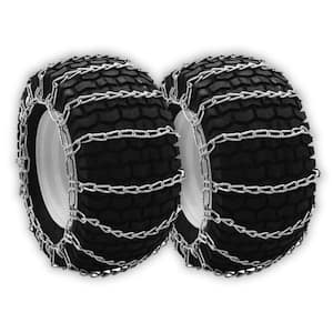 13x4.1, 13x5x6, 13x5x7 in. 2-Link Tire Chains Replace John Deere TY15773, Zinc Plated Chains, Set of 2