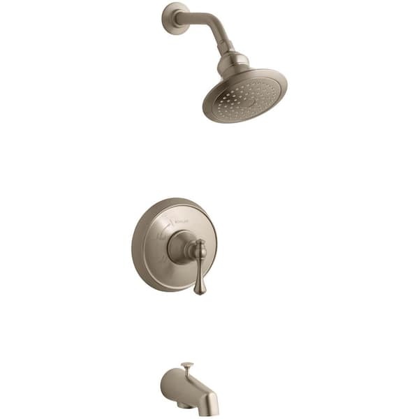KOHLER Revival 1-Handle 1-Spray Tub and Shower Faucet with Traditional Lever in Vibrant Brushed Bronze (Valve Not Included)