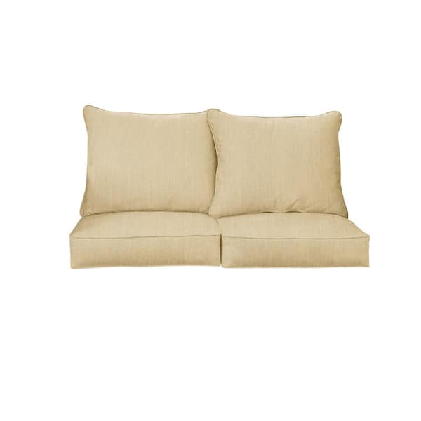 SORRA HOME 27 in. x 30 in. Sunbrella Spectrum Sand Deep Seating Indoor/Outdoor Loveseat Cushion