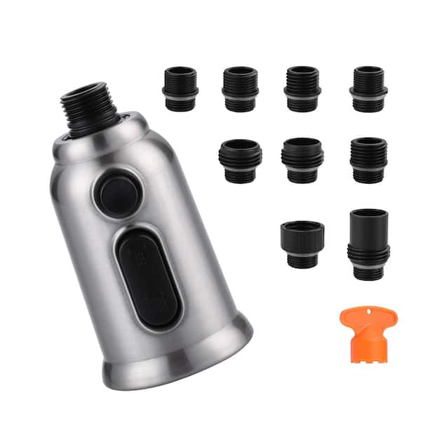 WOWOW 3-Function Pull Down Kitchen Faucet Head Replacement in Brushed Nickel