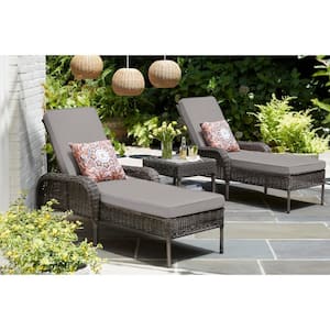 Cambridge Gray Wicker Outdoor Patio Chaise Lounge with CushionGuard Stone Gray Cushions