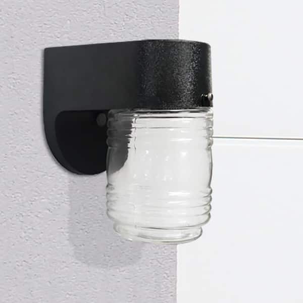 Levi Black Outdoor Line Voltage Hardwired Porch Light Wall Sconce with Integrated LED