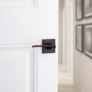 Ladera Venetian Bronze Bed and Bath Door Handle with Square Trim Featuring Microban Antimicrobial Technology with Lock