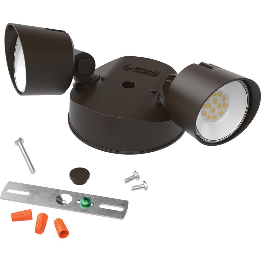 Dark Bronze Dual Head LED Outdoor Security Flood Light