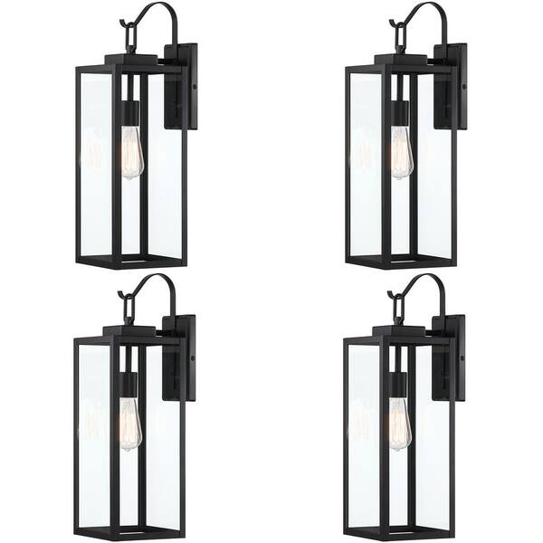 Pia Ricco 1 Light Black Exterior Waterproof Wall Lantern Outdoor Sconce With Clear Glass Shade