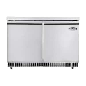 48 in. Cold Food Table Refrigerator with Pan Covers in Stainless-Steel