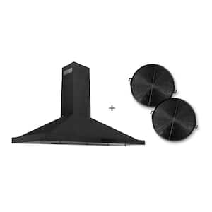 48 in. 400 CFM Convertible Vent Wall Mount Range Hood in Black Stainless Steel with 2 Charcoal Filters