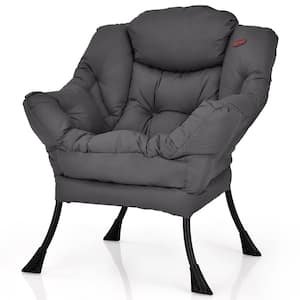 29.5 in. Gray Modern Polyester Fabric Lazy Arm Chair Single Sofa Chair with Side Pocket