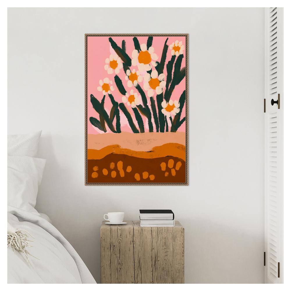 Large Pastel Floral Abstract Framed Canvas Wall Art