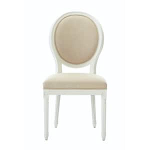 Jacques Antique Ivory Natural Linen Round Back Dining Chair (Set of 2)