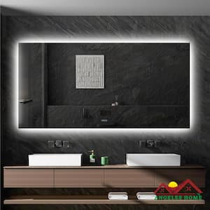 84 in. W x 42 in. H Rectangular Frameless Wall LED Light Bathroom Vanity Mirror, Backlight, Hardwired/Plug, 3-Touch