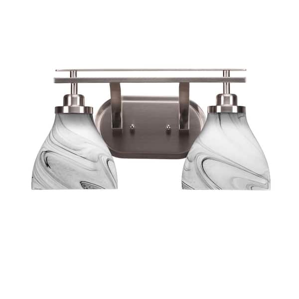 Unbranded Monroe 17.25 in. 2-Light Brushed Nickel Vanity Light 6.25 in. Onyx Swirl Glass Shade No Bulbs Included