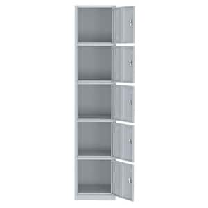 5-Tier 70.98 in. H Gray Metal File Cabinet Locker with 5-Doors and Keys