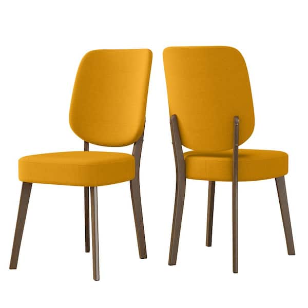 Handy Living Lockwood Mustard Yellow Linen Armless Side Chair (Set of 2)