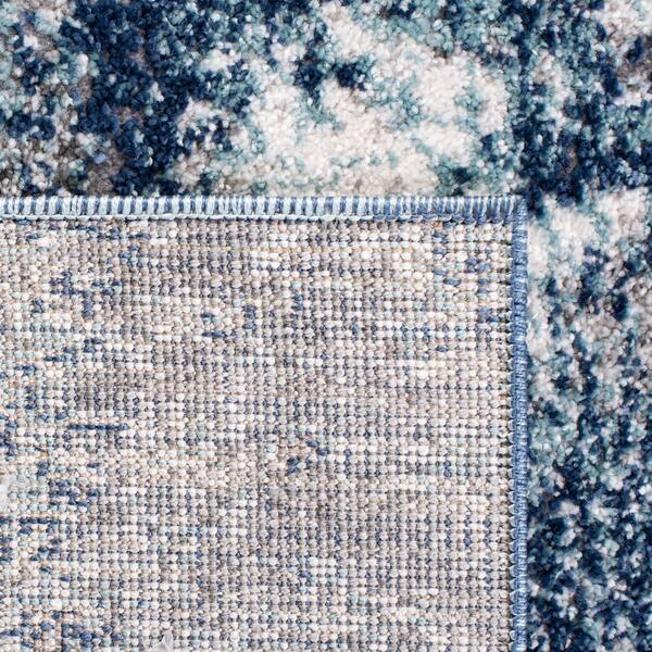 SAFAVIEH Aston Navy/Gray 2 ft. x 7 ft. Distressed Geometric  display picture 3