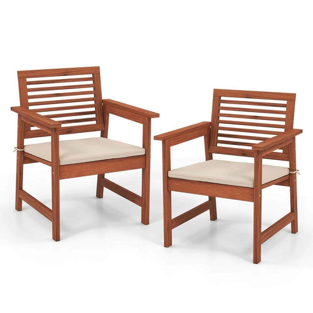 HONEY JOY Wood Outdoor Lounge Chair Weatherresistant Slatted Armchairs