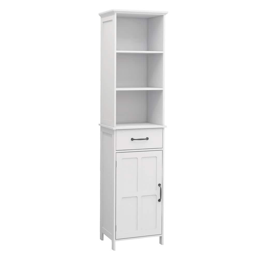 15.74 in. W x 11.8 in. D x 64.96 in. H White Linen Cabinet Floor Standing C