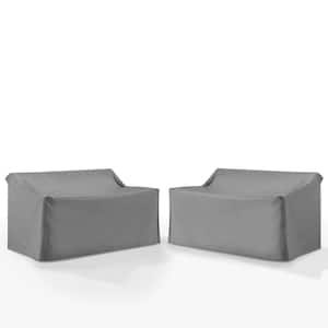 2-Pieces Gray Outdoor Loveseat Furniture Cover Set