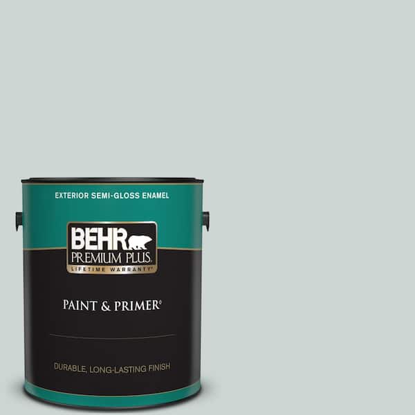 BEHR PREMIUM PLUS 1 gal. #ECC-34-1 Pacific Mist Semi-Gloss Enamel Exterior Paint & Primer