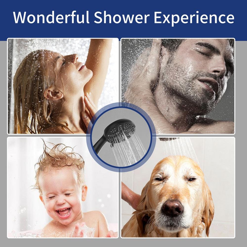 Matte Black Stainless Steel Handheld Rain Shower Head with Filter