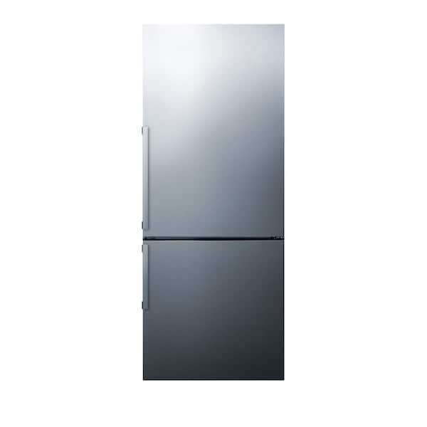 Summit Appliance 27 in. 16.8 cu. ft. Bottom Freezer Refrigerator in Stainless Steel, Counter Depth
