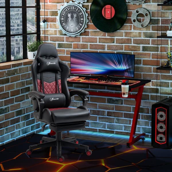 Vinsetto Gaming Chair with RGB LED Light 2D Arm Lumbar Support Swivel Home  Office Computer Recliner High Back Racing Gamer Desk Chair Black