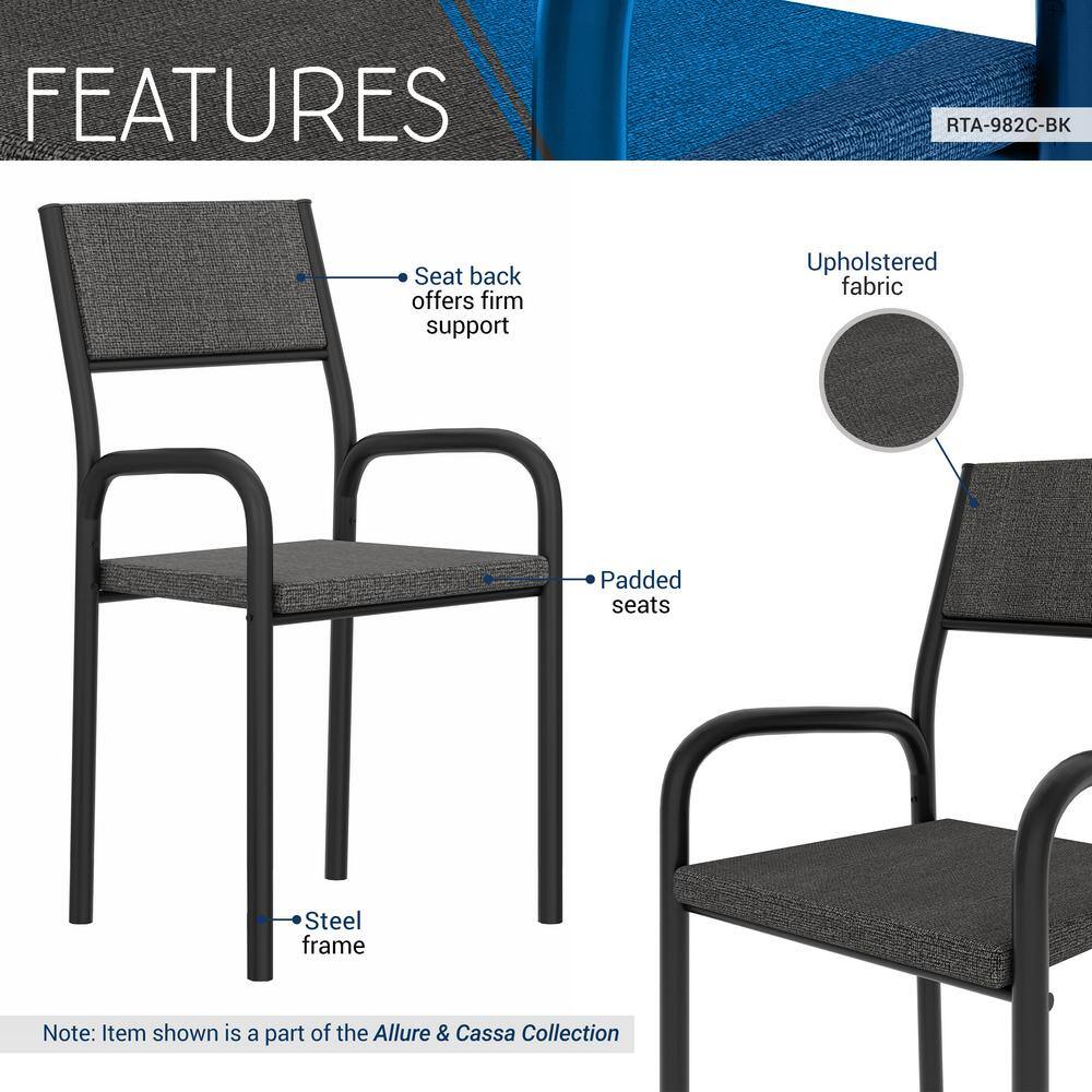 Black Armless Office Chair with Metal Frame