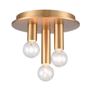 Pico 8 in. W 3-Light Brushed Gold Flush Mount with No Shades