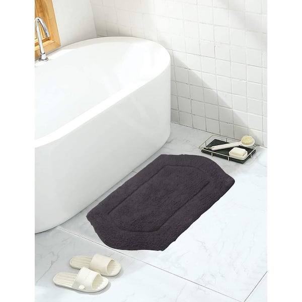 Home Weavers Inc Classy Bathmat Gray Cotton 2-Piece Bath Rug Set, Grey
