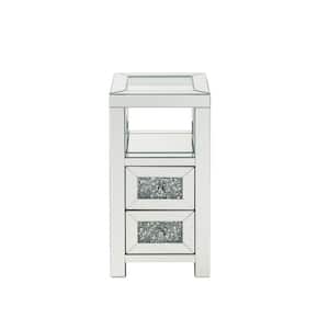 Noralie 12-Clear 24-Rectangular MDF Glass Top with Faux Diamonds End Table