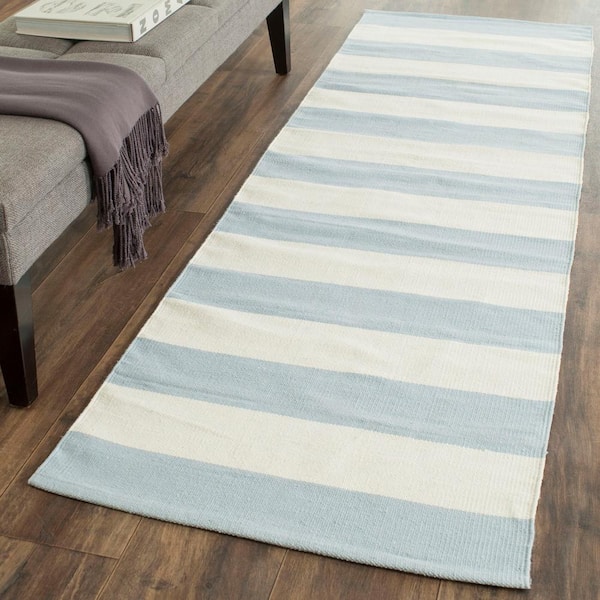 Montauk Sky Blue/Ivory 2 ft. x 12 ft. Striped Runner Rug