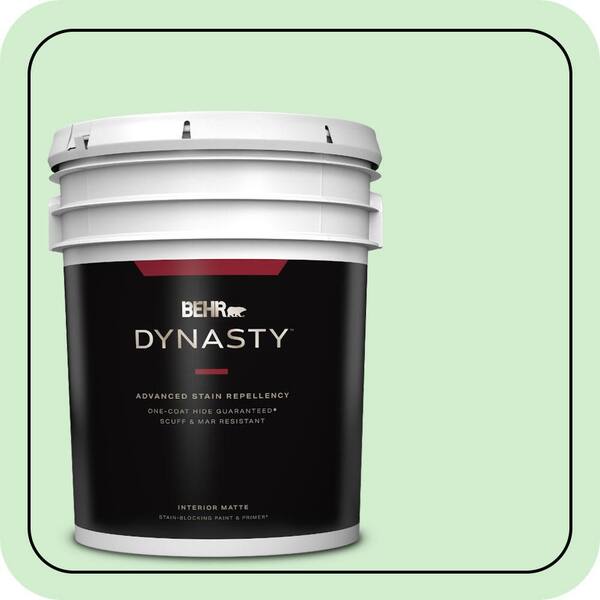 BEHR DYNASTY 5 gal. #450A-2 Kiwi Squeeze Matte Interior Stain-Blocking Paint & Primer