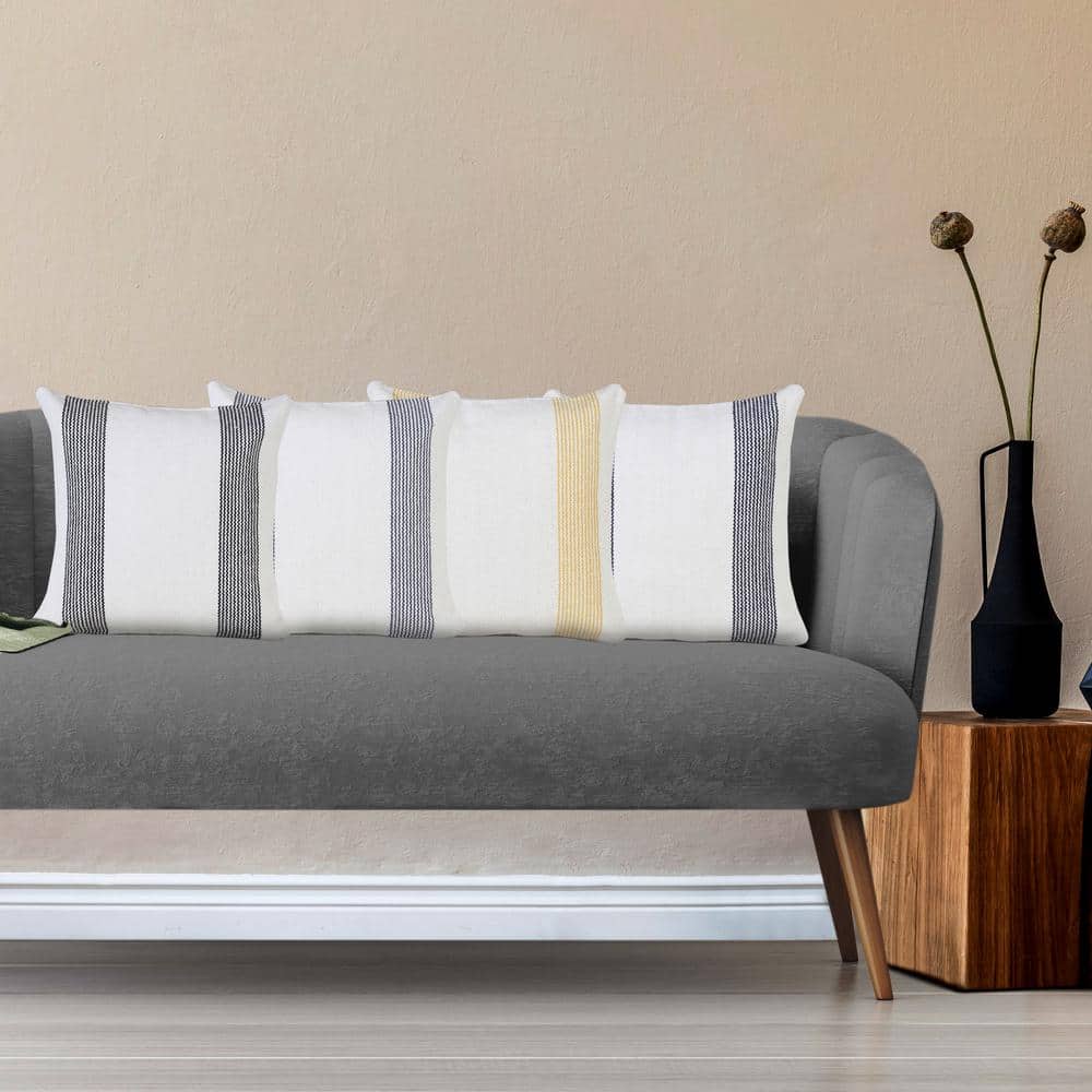 Modern Farmhouse Coastal 20" Square Striped Cotton Throw Pillow