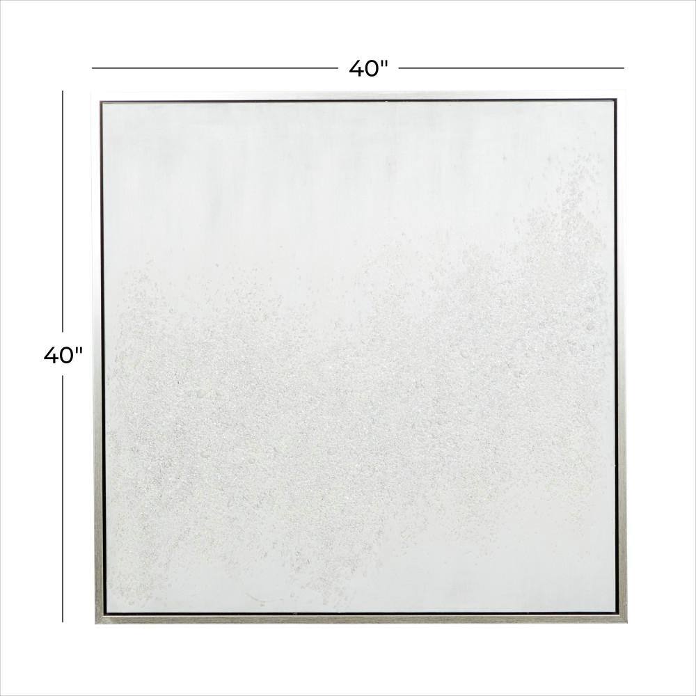 Large White and Silver Abstract Canvas Wall Art