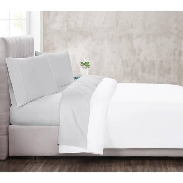 CHRISTIAN SIRIANO NEW YORK 300TC 3-Piece Grey Solid Cotton Sateen Full Sheet Set