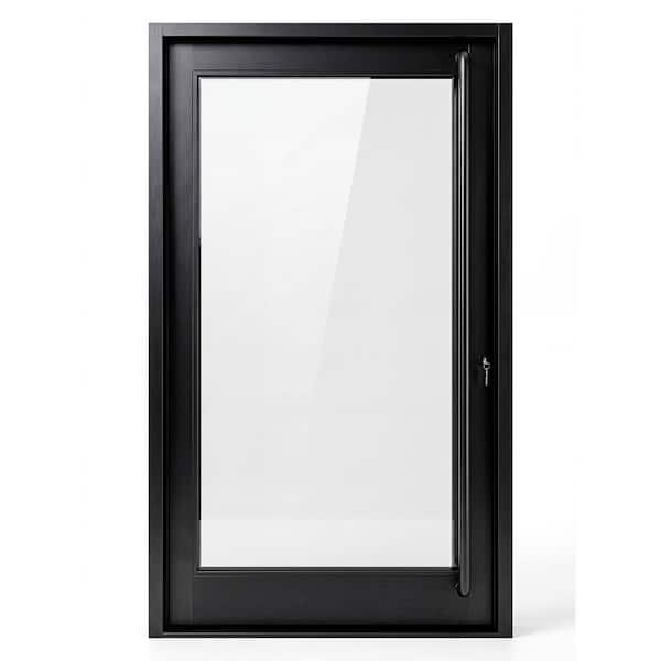 TEZA DOORS Teza 72 in. x 84 in. Right-Hand/Outswing Black Aluminum