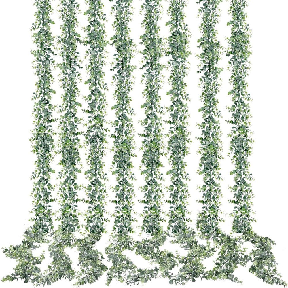 5.6 ft. Green Artificial Eucalyptus Garland for Wedding Backdrop Arch 8-Pac