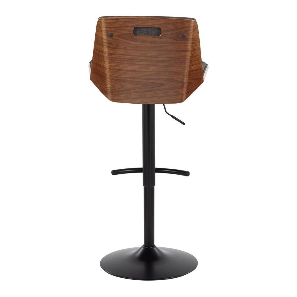Charcoal Adjustable Swivel Bar Stools with Black Metal Base, Set of 2