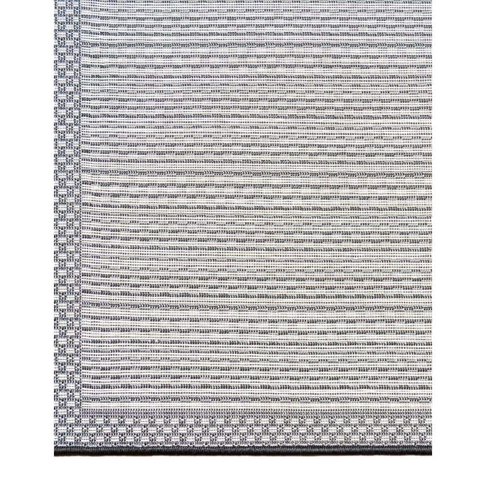 Gray Stripe Synthetic Square Outdoor Rug, 6' x 6'