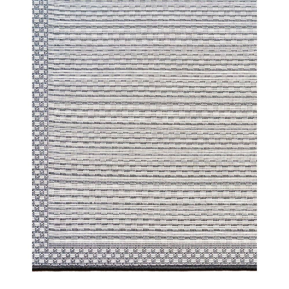 Gray Stripe Synthetic Square Outdoor Rug, 6' x 6'
