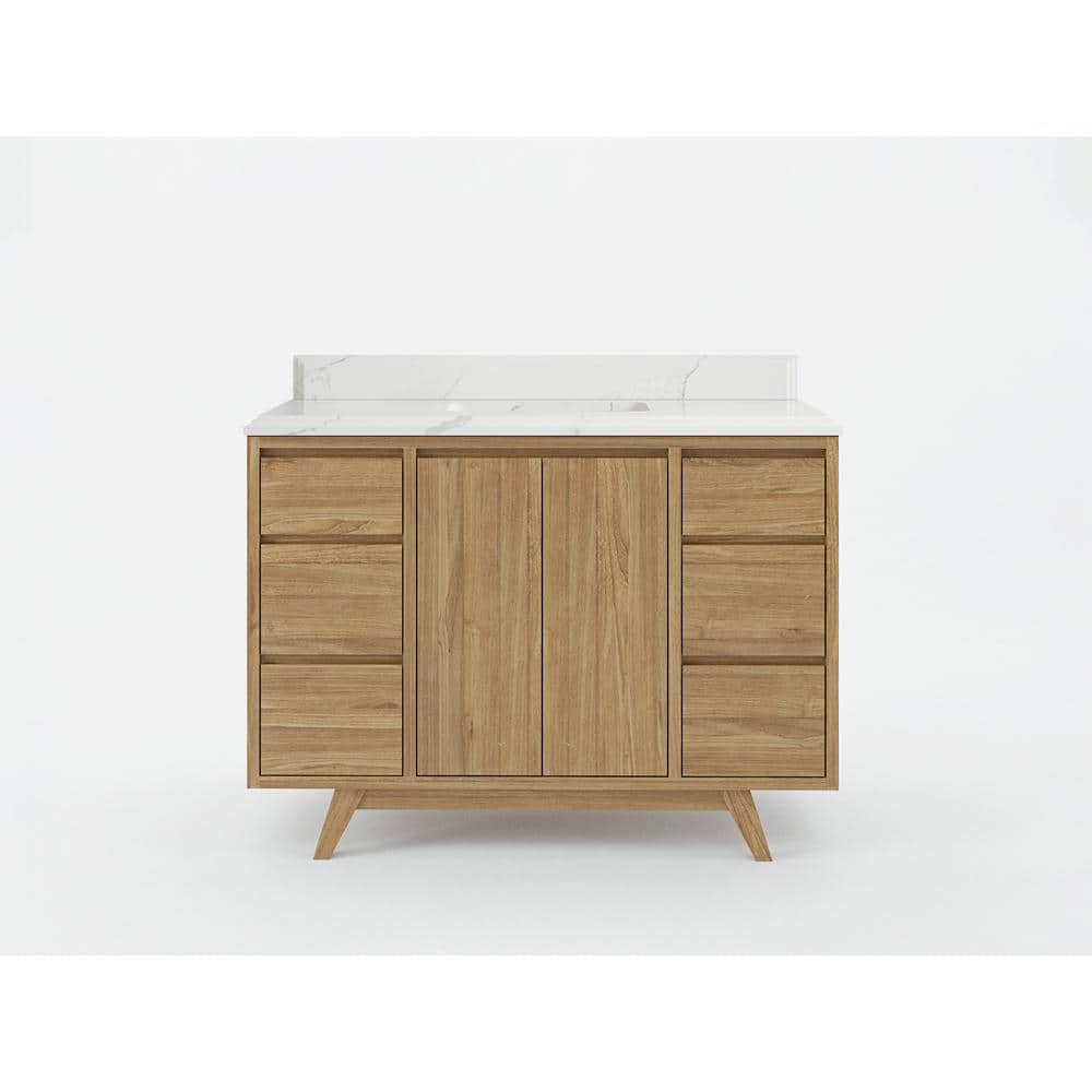Madison Teak 48 in. W x 22 in. D x 36 in. H Bath Vanity in Golden Teak with Cove Edge Calacatta Quartz price history on PriceWatchPro